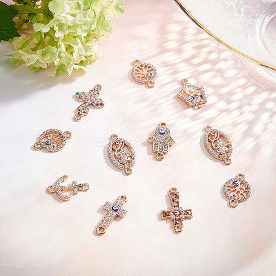 Alloy Rhinestone Links Connectors ALRI-SC0001-09LG-1
