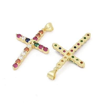 Brass Micro Pave Cubic Zirconia Pendants KK-D317-105G-01-1