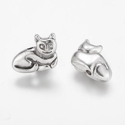 Tibetan Style Alloy Kitten Beads X-TIBEP-GC183-AS-RS-1