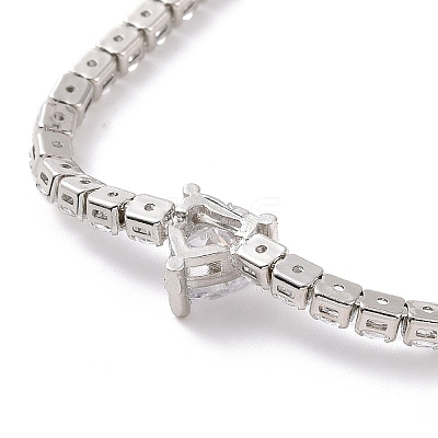 Clear Cubic Zirconia Heart Pendant Necklace with Tennis Chains NJEW-E042-02P-1