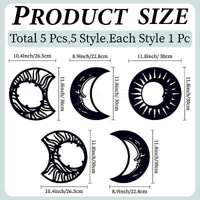 Wood Moon Phase Pendant Decoration HJEW-WH20013-007-1