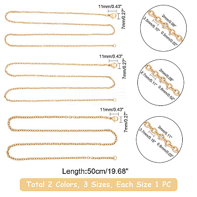 304 Stainless Steel Cable Chain Necklace NJEW-UN0001-06-1