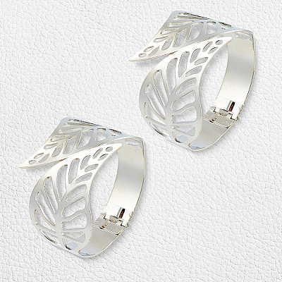 4Pcs Leaf Iron Cuff Bangles BJEW-SP0001-15P-1