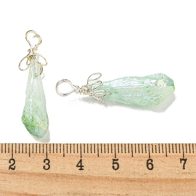 Electroplated Platinum Palted Copper Wire Wrapped Natural Quartz Crystal Pendants G-L133-07J-1