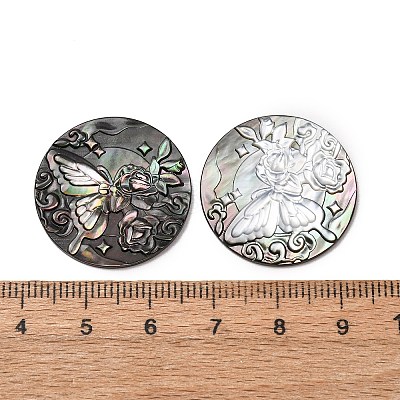 Natural Black Lip Shell Carved Cabochons SHEL-G024-01A-1