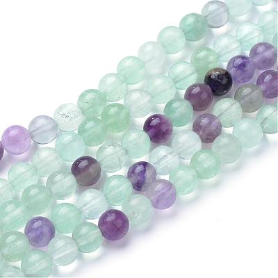 Natural Fluorite Beads Strands G-T055-6mm-22-1