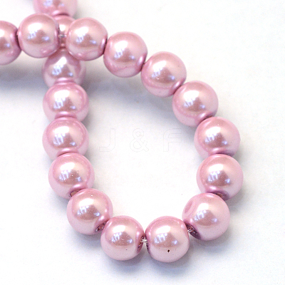 Baking Paint Pearlized Glass Pearl Beads Strands X-HY-Q003-10mm-47-1