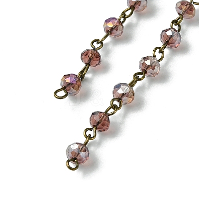 Handmade Electroplate Glass Faceted Rondelle Beads Chains for Necklaces Bracelets Making AJEW-JB00147-1