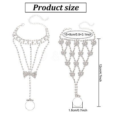 2Pcs 2 Style Crystal Rhinestone Tennis Ring Bracelet BJEW-AN0001-11-1