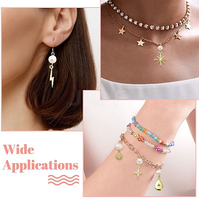 6Pcs 6 Styles Brass & Natural Pearl Flower Star Sun Pendants KK-CJ0002-77-1