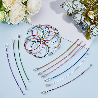 120Pcs 10 Colors Carbon Steel with PVC Wire Cord AJEW-ME0001-39-1