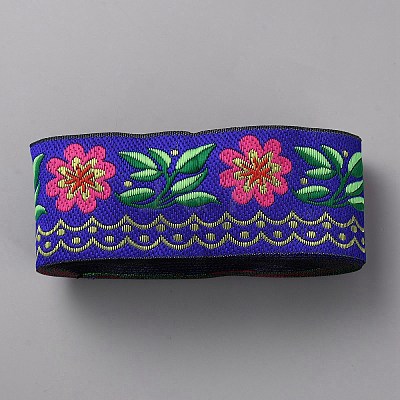 Ethnic Style Polyester Embroidery Flower Ribbon OCOR-WH0093-37D-1