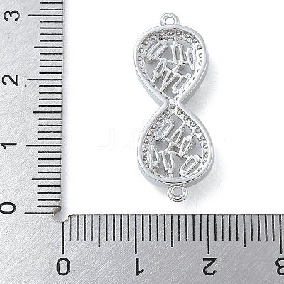 Rack Plating Brass Clear Cubic Zirconia Infinity Connector Charms KK-A234-036P-02-1