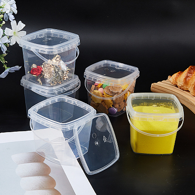 60Pcs PP Gift Boxes Packing Buckets with Lid and Handles AJEW-FH0008-96-1