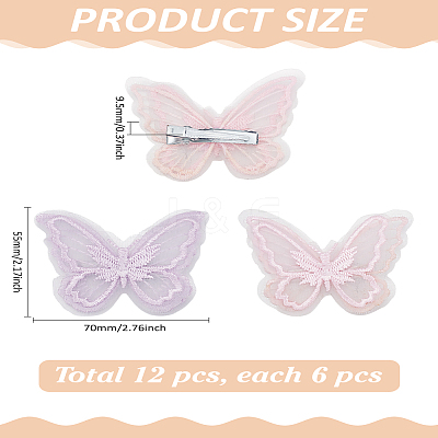 12Pcs 2 Colors Lace Hair Barrettes PHAR-LP0001-01-1