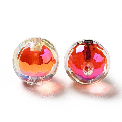 Two Tone UV Plating Rainbow Iridescent Acrylic Beads TACR-D010-03B-08-1