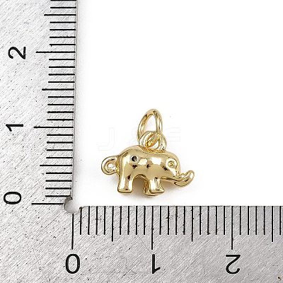 Brass Micro Pave Cubic Zirconia Elephant Charms KK-D409-41G-C-1