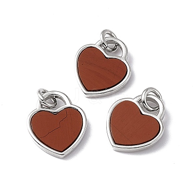 Natural Mixed Stone Heart Charms G-G977-05P-1