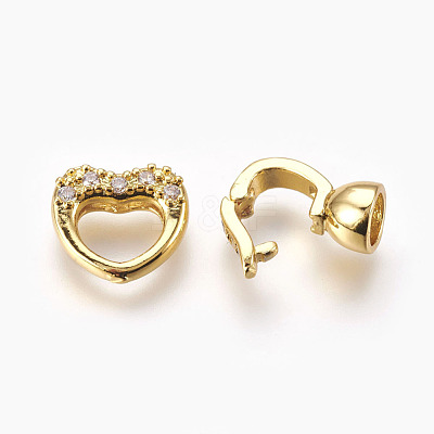 Brass Micro Pave Cubic Zirconia Fold Over Clasps KK-P164-07G-1