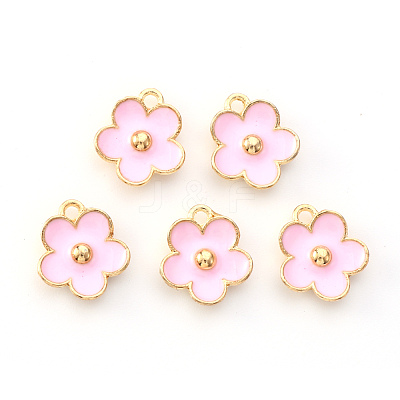 Light Gold Plated Alloy Enamel Pendants ENAM-R136-16B-1