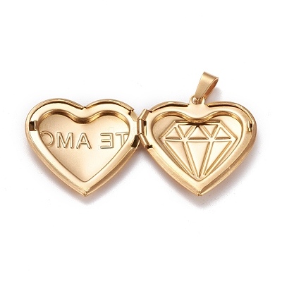 Ion Plating(IP) 304 Stainless Steel Locket Pendants STAS-K197-05G-1