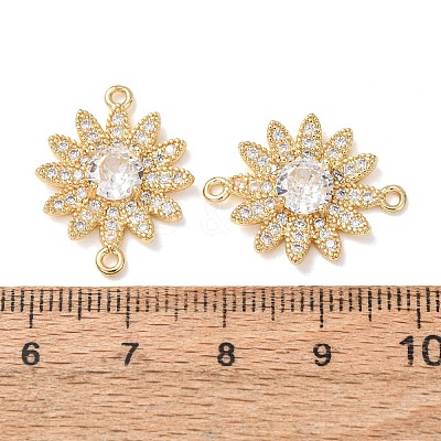 Brass Micro Pave Clear Cubic Zirconia Connector Charms CU-CBA4579-05G-D-1