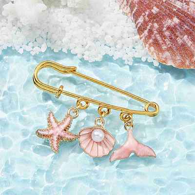 Marine Theme Pendant Alloy Enamel Brooches JEWB-BR00143-02-1