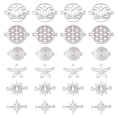 36Pcs 6 Style 201 Stainless Steel Links Connectors STAS-DC0005-54-1