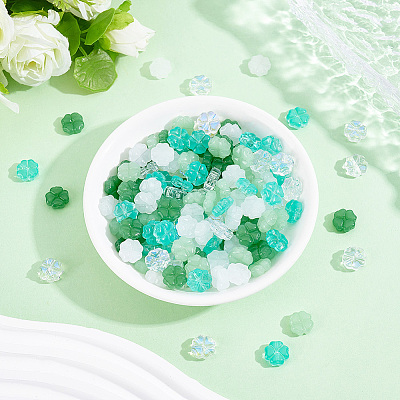 150Pcs 5 Colors Spray Painted Glass Beads GLAA-PA0001-53-1