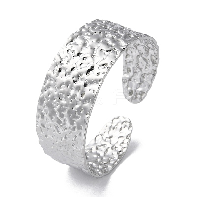Non-Tarnish 304 Stainless Steel Hammered Textured Cuff Bangles for Women BJEW-Q770-03P-1