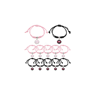 12Pcs 2 Colors Word HOPE Alloy Glass Charm Bracelets BJEW-NB0001-13-1