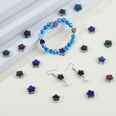 60Pcs 5 Colors Two Tone Glass Beads GLAA-HS0001-17-1