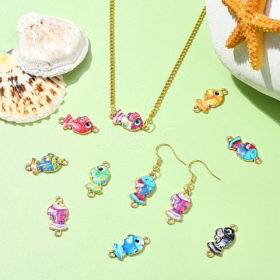 45Pcs 9 Colors Alloy Enamel Connector Charms FIND-CJ0002-85-1
