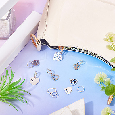 10Pcs 10 Styles 201 Stainless Steel Pendants STAS-TA0003-45-1