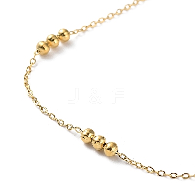 304 Stainless Steel Round Beaded Link Chain Bracelets for Women LS-BJEW-D033-01G-1