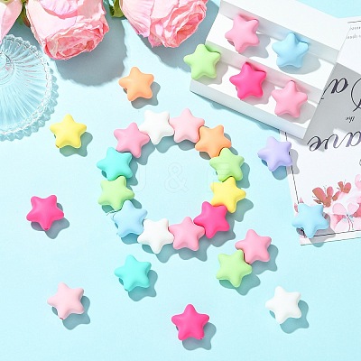 Rubberized Style Opaque Acrylic Beads OACR-CJC0005-04-1