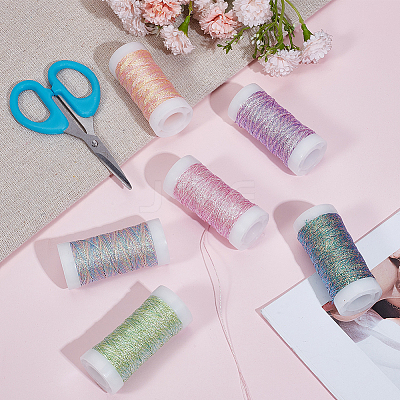 6 Rolls 6 Colors 6-Ply Metallic Polyester Embroidery Floss EMBR-CY0001-03-1