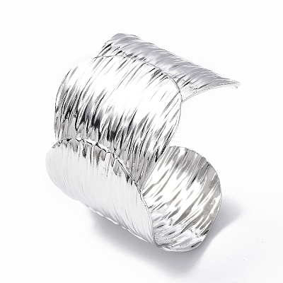 Non-Tarnish 304 Stainless Steel Wide Open Cuff Bangle for Women BJEW-F442-02P-1
