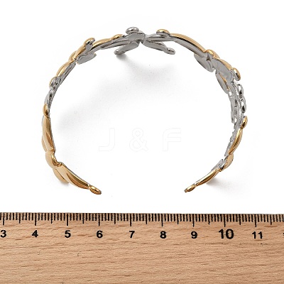 304 Stainless Steel Cuff Bangles for Women BJEW-G757-07GP-1