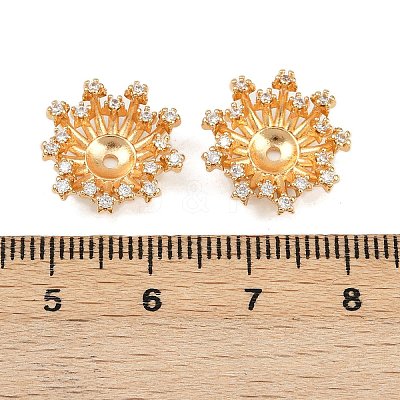 Brass Micro Pave Clear Cubic Zirconia Bead Caps KK-F906-06G-1