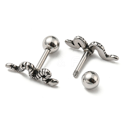 304 Stainless Steel Stud Earrings EJEW-Z034-17AS-1