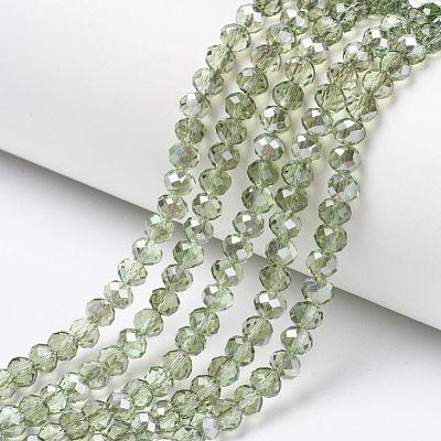 Electroplate Transparent Glass Beads Strands EGLA-A034-T6mm-E10-1