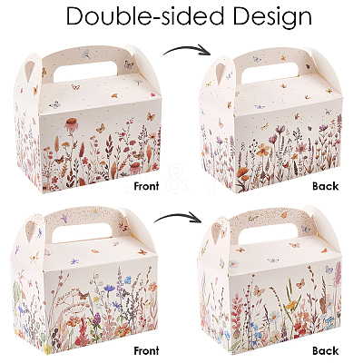 12Pcs 2 Styles Floral Printed Portable Paper Candy Gift Tote Boxes CON-CP0001-020-1