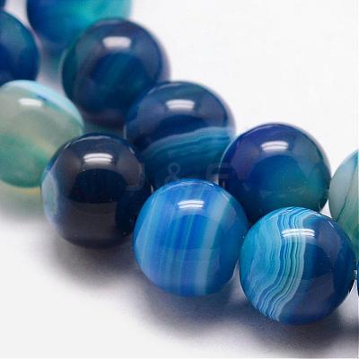 Natural Striped Agate/Banded Agate Bead Strands G-K166-13-8mm-06-1
