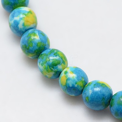 Synthetic Ocean White Jade Beads Strands G-L019-6mm-06-1