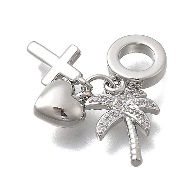Brass Micro Pave Clear Cubic Zirconia European Dangle Charms KK-D431-033F-P-1