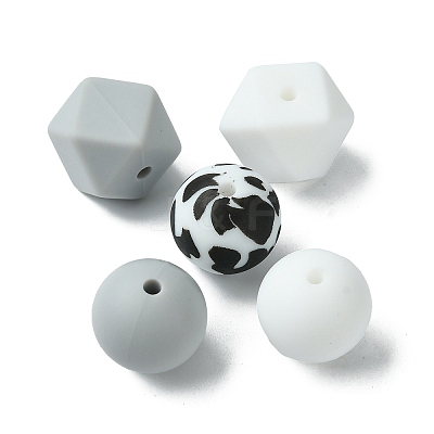 Round/Polygon Food Grade Silicone Focal Beads SIL-F003-06D-1