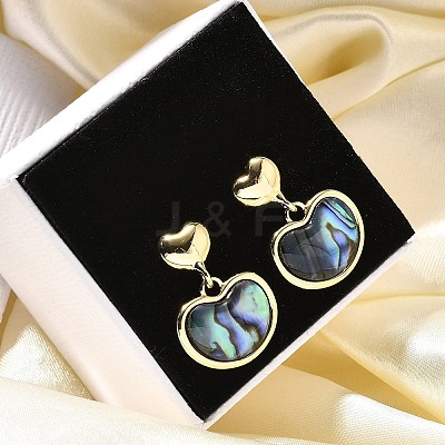 Abalone Shell/Paua Shell Dangle Ear Studs EJEW-L099-05G-1