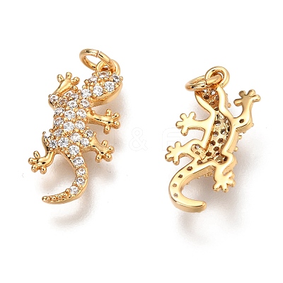 Brass Micro Pave Clear Cubic Zirconia Pendants X-ZIRC-O036-46G-1