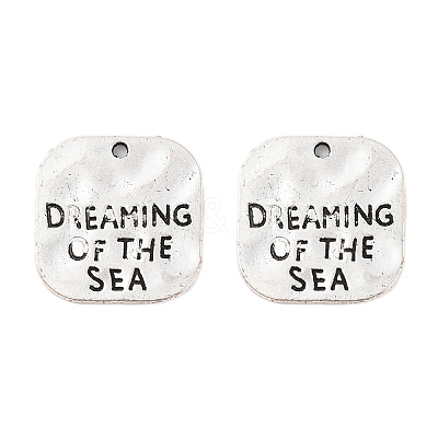 Hammered Square Carved Word Dreaming of the Sea Tibetan Style LS-PALLOY-A15333-AS-1
